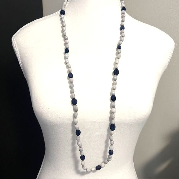 Gray & Black Beaded Long Necklace - Picture 2 of 9